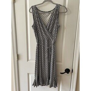 London Times Women’s Size 14 Black White Print Dress Sleeveless